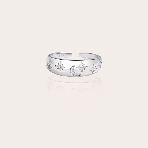 Anillo ancho ajustable luna destello