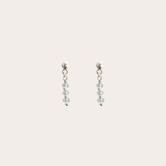 Aretes 3 piedra lineal aguamarina
