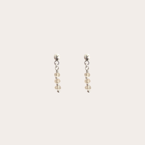 Aretes 3 piedras lineal Piedra Luna