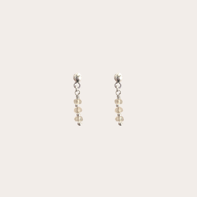 Aretes 3 piedras lineal Piedra Luna