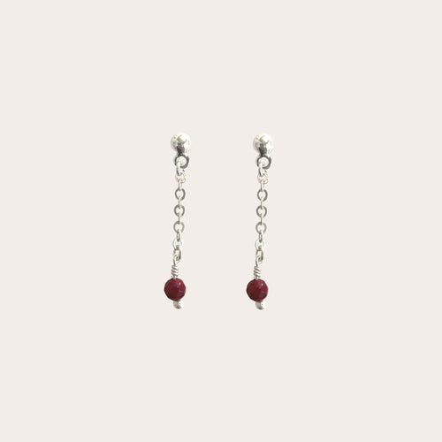 Aretes cadenita y ágata rosa
