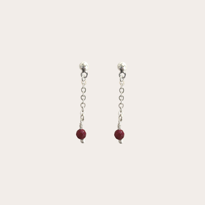 Aretes cadenita y ágata rosa