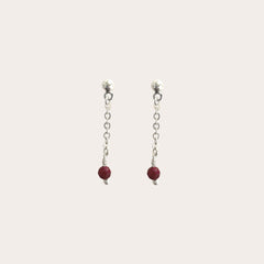 Aretes cadenita y ágata rosa