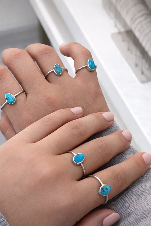 Anillo gota turquesa