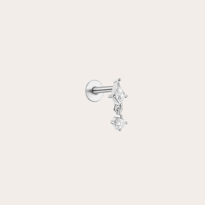 Piercing rombo con zirconia colgante