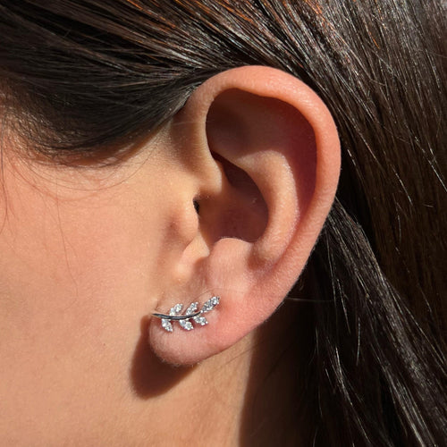 aretes de hojitas con zirconias