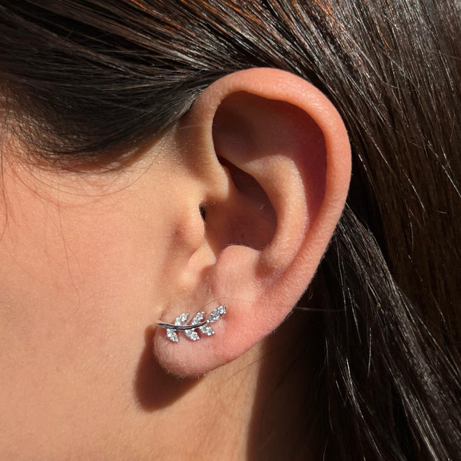 aretes de hojitas con zirconias