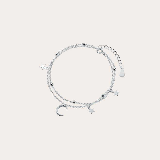 Pulsera doble luna y Estrellas