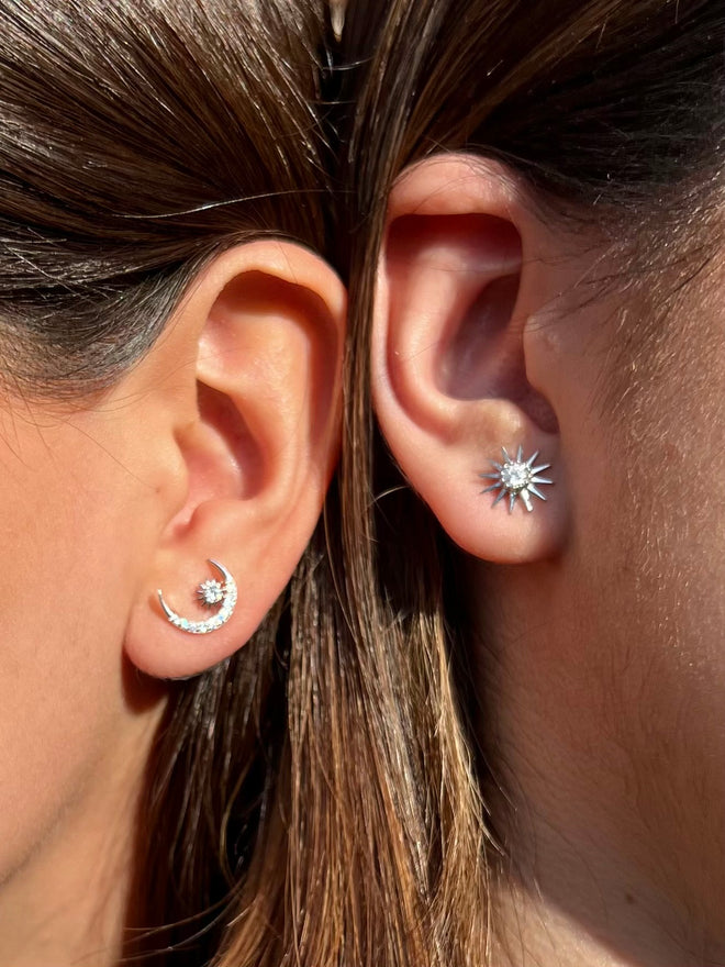 Aretes Sol y Estrella con zirconia