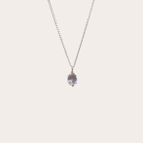 Collar drop cuarzo rosa