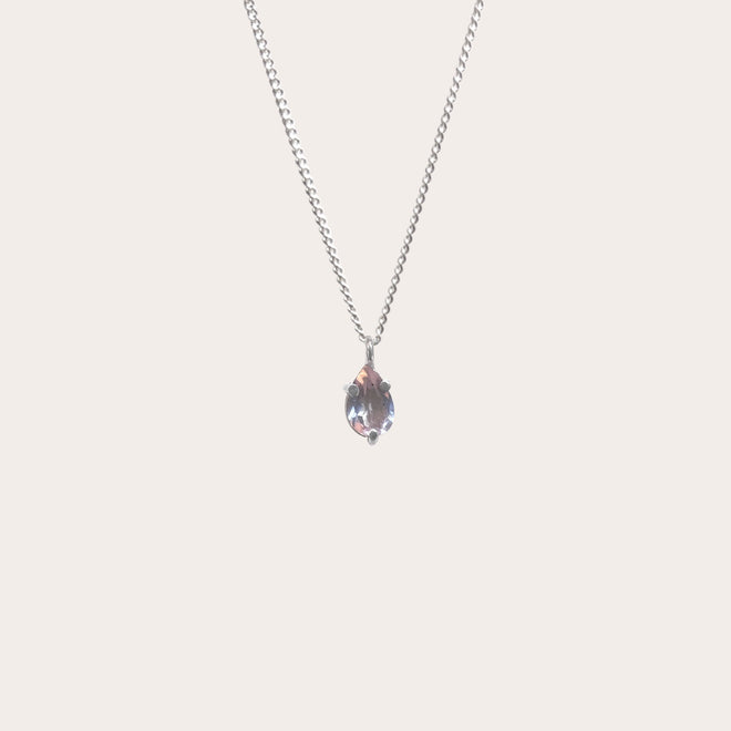 Collar drop cuarzo rosa