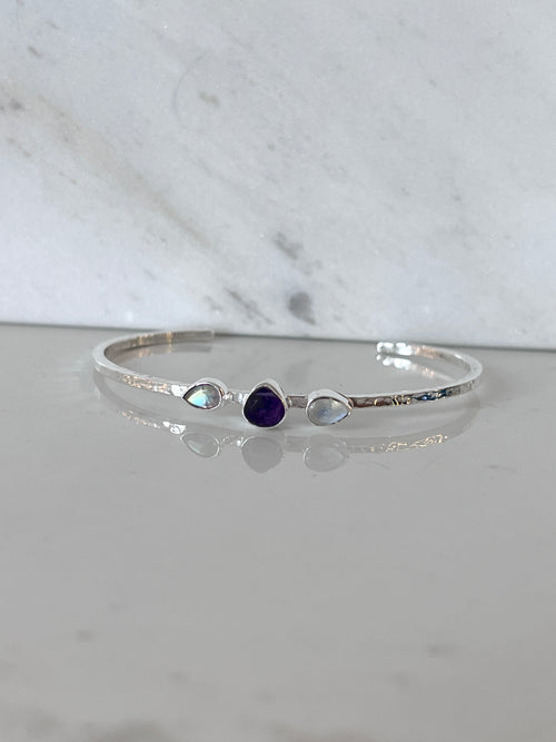 Brazalete mini amatista y piedra luna