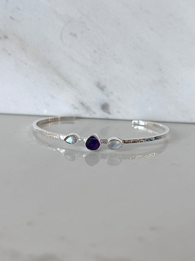 Brazalete mini amatista y piedra luna