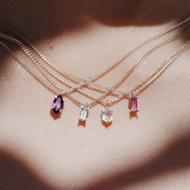 Collar Marquise Topacio rosa nano