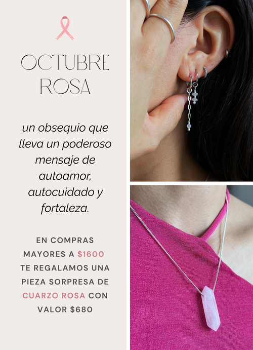 Collar cuarzo rosa (octubre rosa)