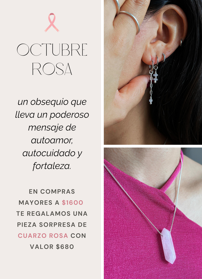 Collar cuarzo rosa (octubre rosa)