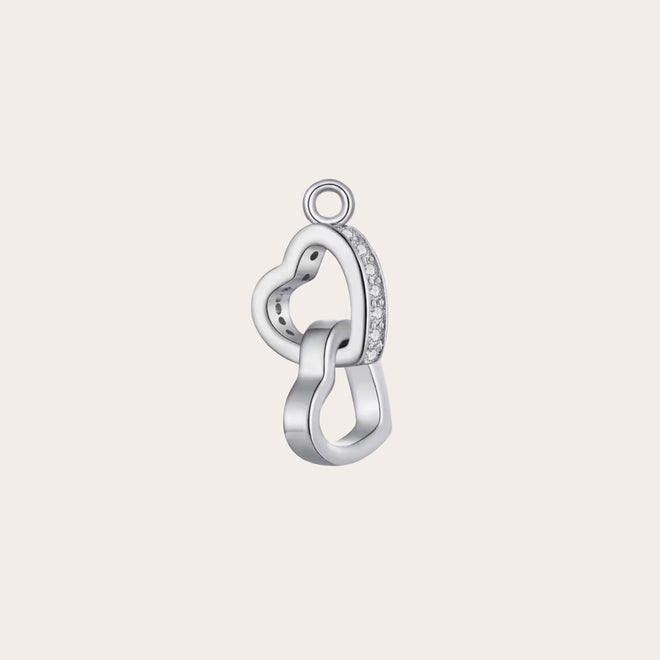 Charm doble corazón con zirconias