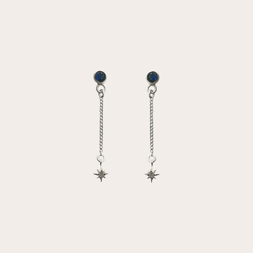 Aretes Labradorita y destello colgante