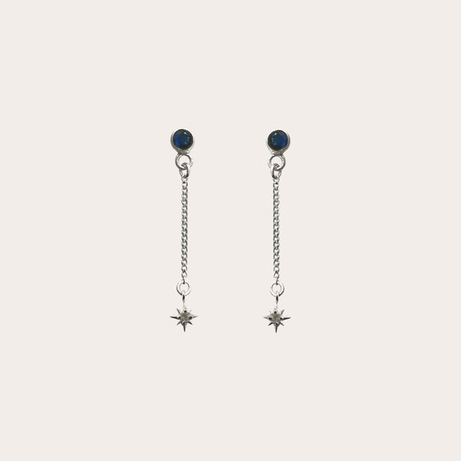 Aretes Labradorita y destello colgante