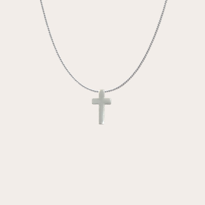 Collar mini cruz plata