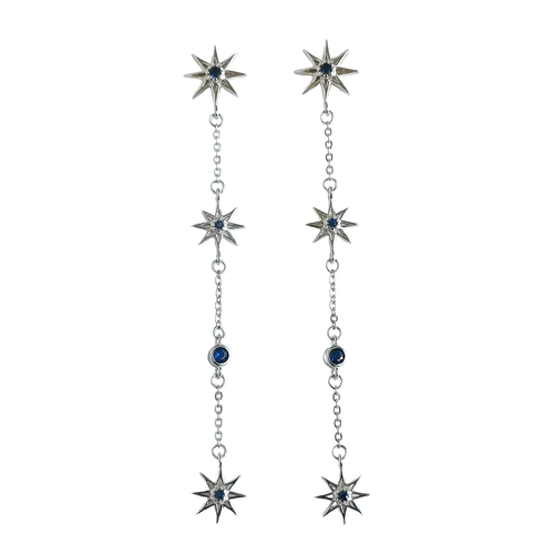 Aretes tres Estrellas con zirconia azul