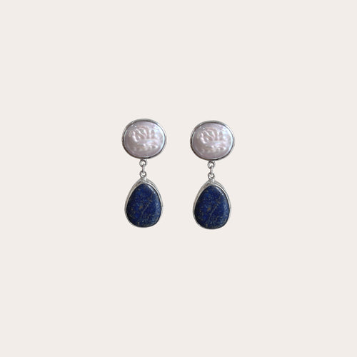 Aretes Perla y lapislázuli