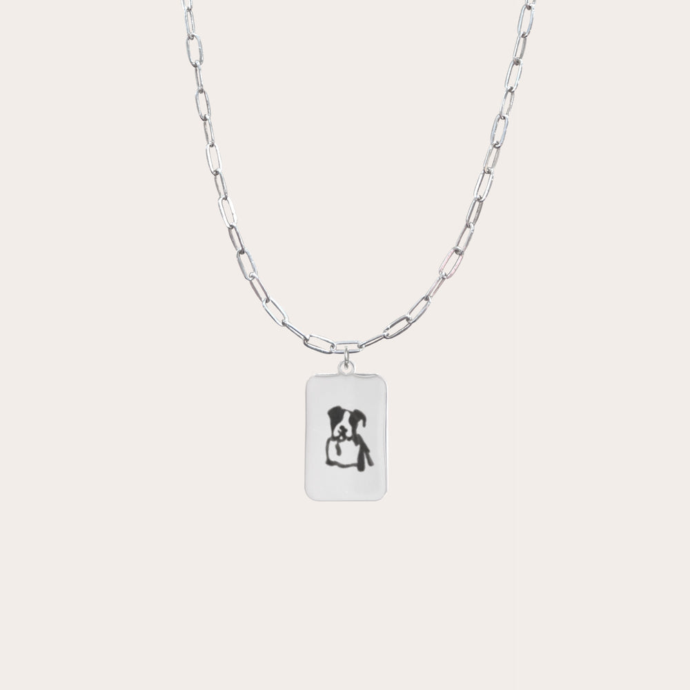 Collar placa rectangular redondeada personalizado