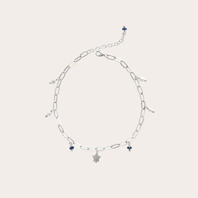 Tobillera estrella y perlas