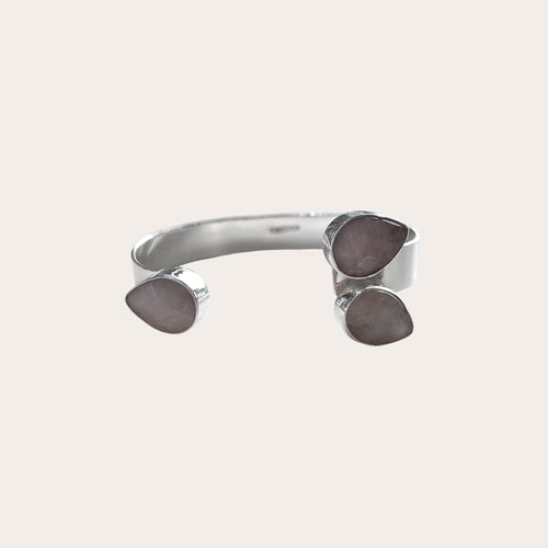 Brazalete gotas cuarzo rosa