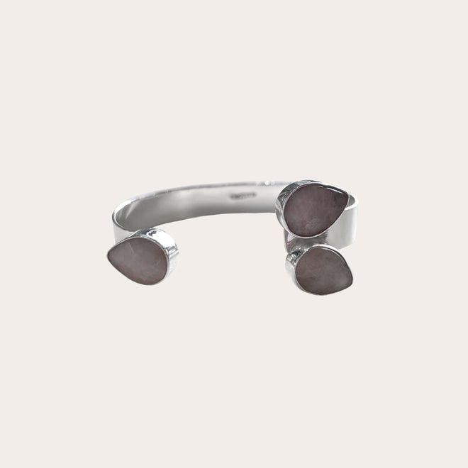 Brazalete gotas cuarzo rosa