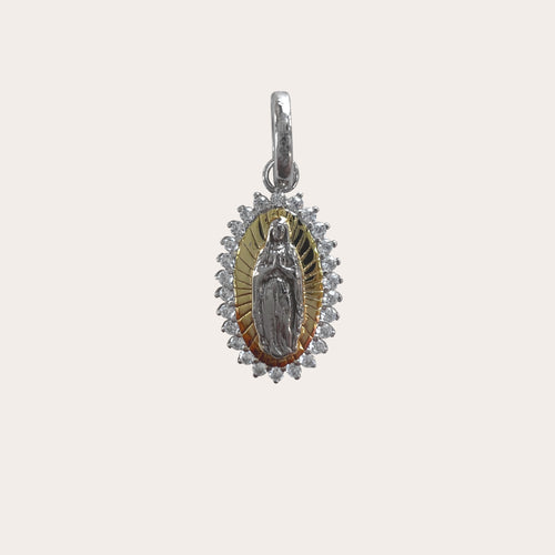 Medallita Virgen con zirconias