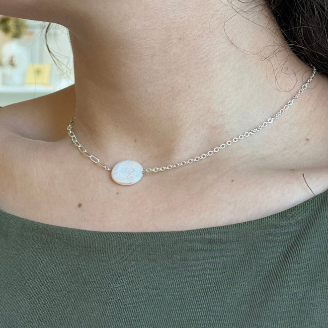 Collar perla cadena