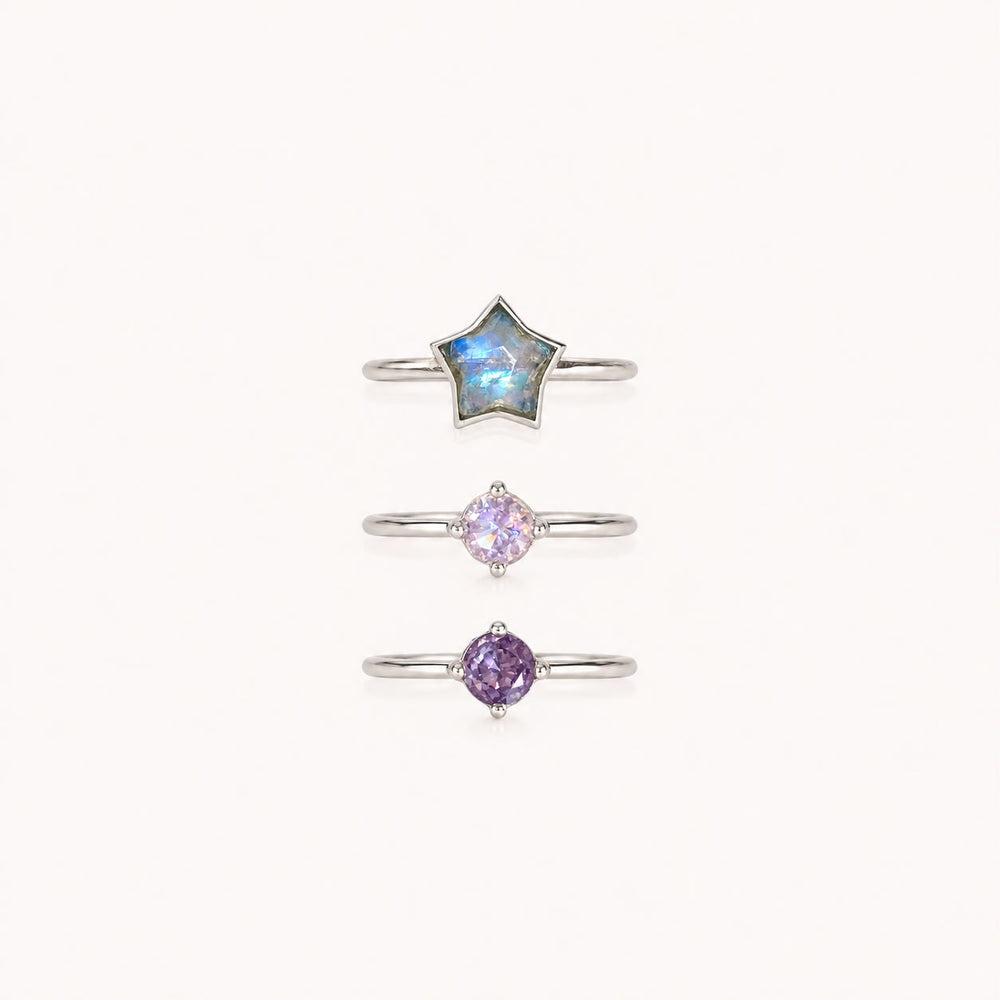 KIT: Dos Anillos solitario + Estrella cosmo