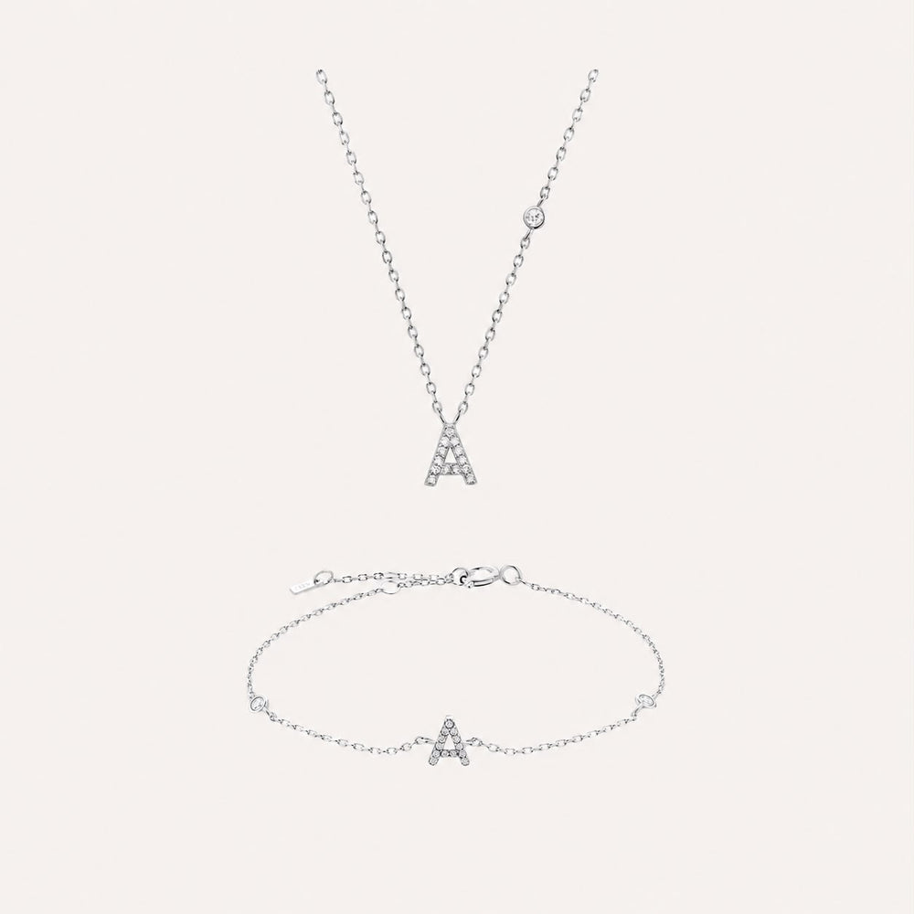 KIT: Collar + Pulsera letra zirconia