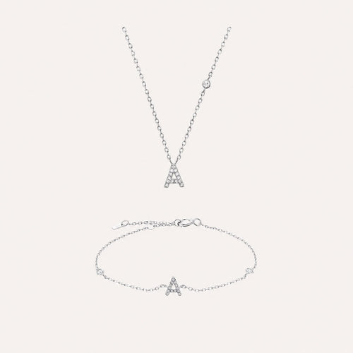 KIT: Collar + Pulsera letra zirconia