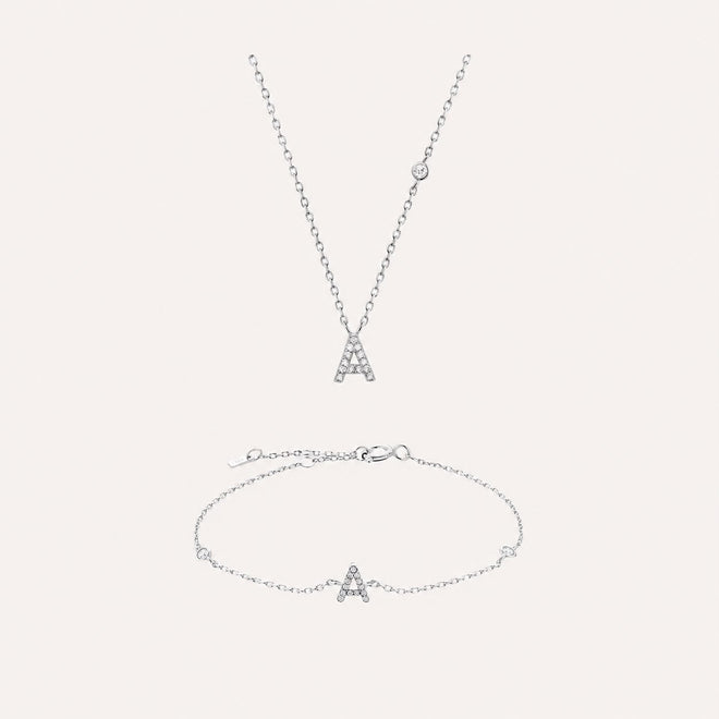 KIT: Collar + Pulsera letra zirconia