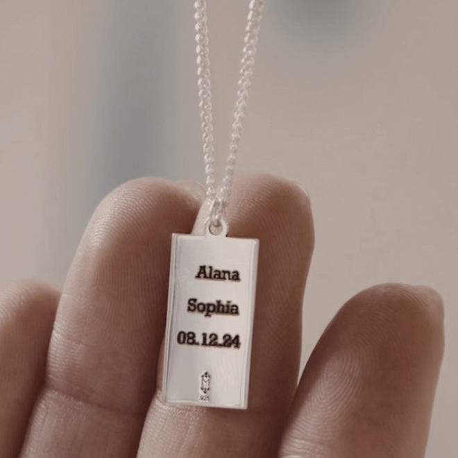 Collar placa rectangular redondeada personalizado