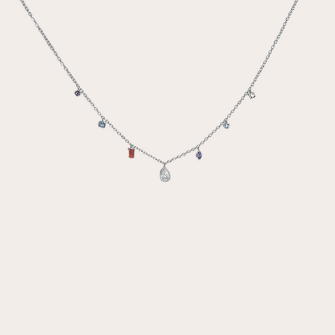 Collar zirconias colores colgantes